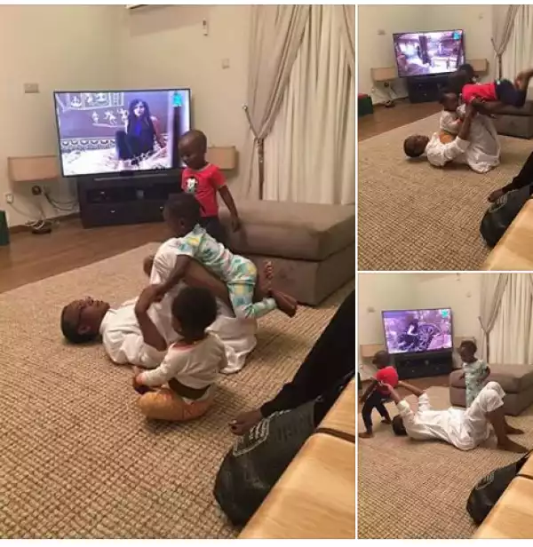 Photos Of Governor El Rufai Playing With His Young Children At His Home